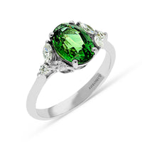Oval Cut Natural Green Sapphire Birthstone Ring