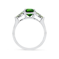 Octagonal Cut Natural Fancy Green Sapphire Ring - 3.1 Carat