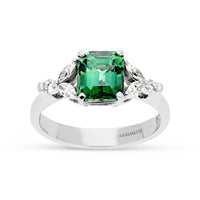 Octagonal Cut Natural Fancy Green Sapphire Ring - 3.1 Carat