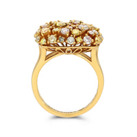 Yellow Gold Multi Colored Sapphire Cluster Ring