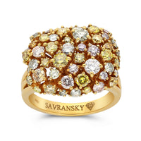 Yellow Gold Multi Colored Sapphire Cluster Ring