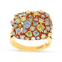 Rose Gold Multi Colored Diamond Cluster Ring
