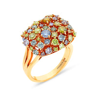 Rose Gold Multi Colored Diamond Cluster Ring