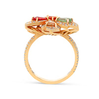Sapphire Mix Flower Shaped Ring - 3.65 Carat
