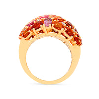 Orange Sapphire Mix Dome Statement Ring