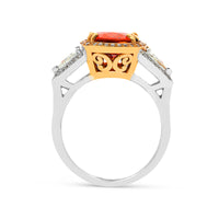 Oval Cut Orange Sapphire Three Stone Trillion Birthstone Ring