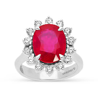 Red Ruby Flower Shaped Ring - 6.7 Carat