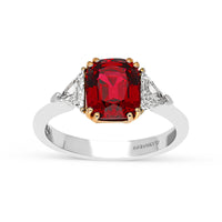 Red Spinel Three Stone Ring - 2.8 Carat