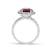 Oval Cut Rhodolite Double Edge Halo & Split Shank Ring
