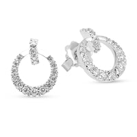 Diamond Hoop Earrings - Graduating Diamond Open Circle Drop Earrings