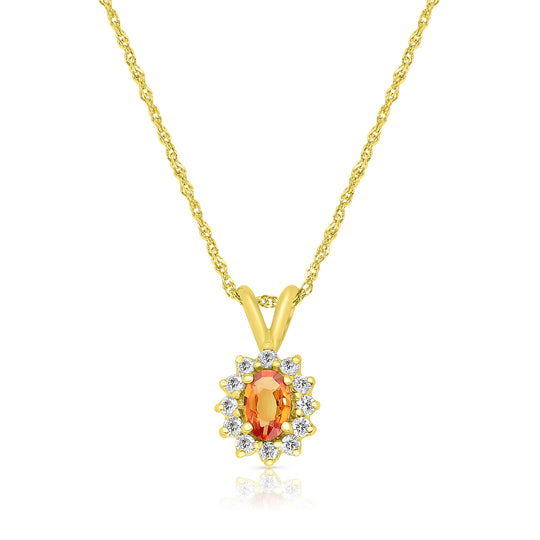 Orange Sapphire Flower Shaped Pendant - .84 Carat