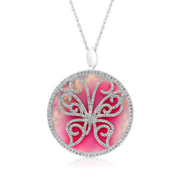 Agate Stone and Diamond Butterfly Pendant