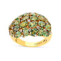 Natural Green Sapphire Cluster Dome Ring