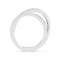 Emerald and White Diamond Crossover Ring