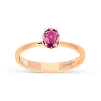Oval Cut Pinkish Purple Sapphire Birthstone Ring