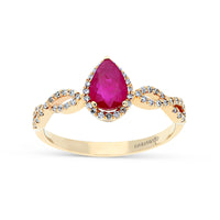 Rose Gold Pear Shaped Ruby Engagement Ring - 1.13