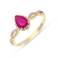 Rose Gold Pear Shaped Ruby Engagement Ring - 1.13