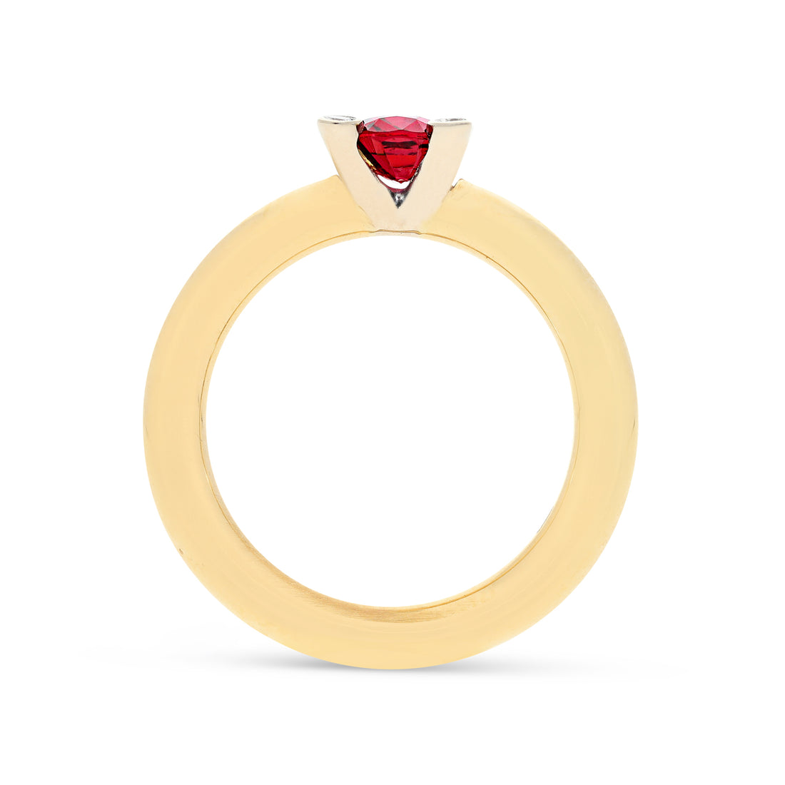 Oval Cut Natural Ruby Diamond Detail Four Prong Birthstone Ring