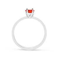 Birthstone Oval Cut Orange and Red Sapphire Solitaire Ring