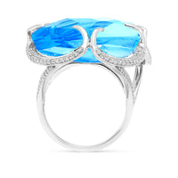 Special Cut Blue Topaz Halo Ring - 33.90 Carat
