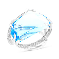 Special Cut Blue Topaz Halo Ring - 33.90 Carat