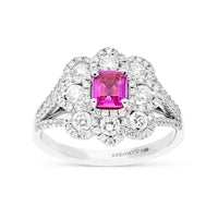 Pink Sapphire Flower Shaped Ring - 1.6 Carat