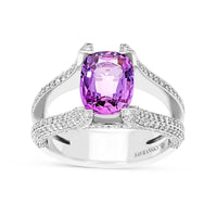 Pink Sapphire Split Shank Ring - 4.42 Carat
