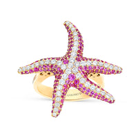 Pink Sapphire and Diamonds Starfish Ring
