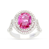 Oval Cut Pink Sapphire Ring - 4.59 Carat