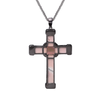 Black Gold White Diamonds Holy Land love Cross Necklace