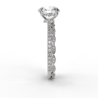 Round Brilliant Cut Unique Pave Engagement Ring Bridal Set - 403
