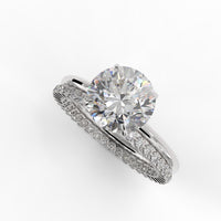 Round Brilliant Cut Elegant diamond Engagement Ring - Stacked wedding bands with a solitaire ring- 406