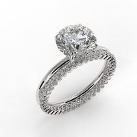 Round Brilliant Cut Elegant diamond Engagement Ring - Stacked wedding bands with a solitaire ring- 406