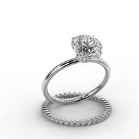Round Brilliant Cut Elegant diamond Engagement Ring - Stacked wedding bands with a solitaire ring- 406