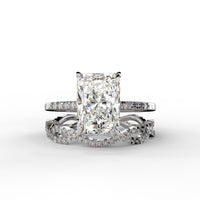 Radiant Cut Pave Unique Engagement Ring Bridal Set - 488