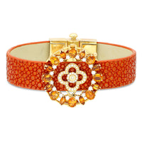 Stingray Leather Bracelet with Orange Tourmalines - 4.86 Carat