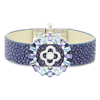 Stingray Leather Bracelet With Blue Sapphires - 4.62 Carat