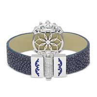 Stingray Leather Bracelet With Blue Sapphires - 4.62 Carat