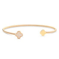 0.14 carat Quatrefoil diamond bangle in 14k yellow gold