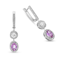 Pink Sapphire and Diamond Double Drop Earrings - 2.8 Carat