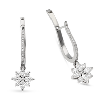 Marquise Cut Diamond Flower Drop Earrings - 1.2 Carat