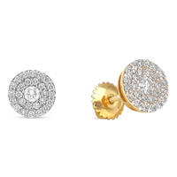 Yellow Gold Double Halo Diamond Studs - 0.6 Carat