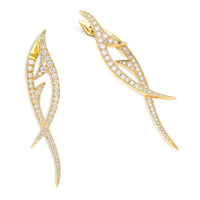 Yellow Gold Diamond Bypass Yin Yang Drop Earrings - 1.3 Carat