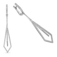 Diamond Kite Shape Drop Dangling Earrings -1.8 Carat