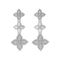 White Gold Four Leaf Clover Dangling Earrings