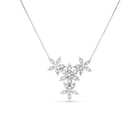 0.36 Carat Diamond flower necklace set in 14K white gold