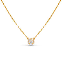 Yellow Gold Classic Diamond Halo Pendant - .70 Carat