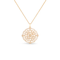 Rose Gold Filigree Diamond Pave Pendant - 1.4 Carat