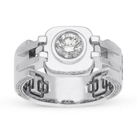 Round White Diamond Men's Ring - 1.4 Carat