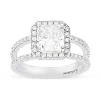 Split Shank Solitaire Hidden Halo Radiant Engagement Ring